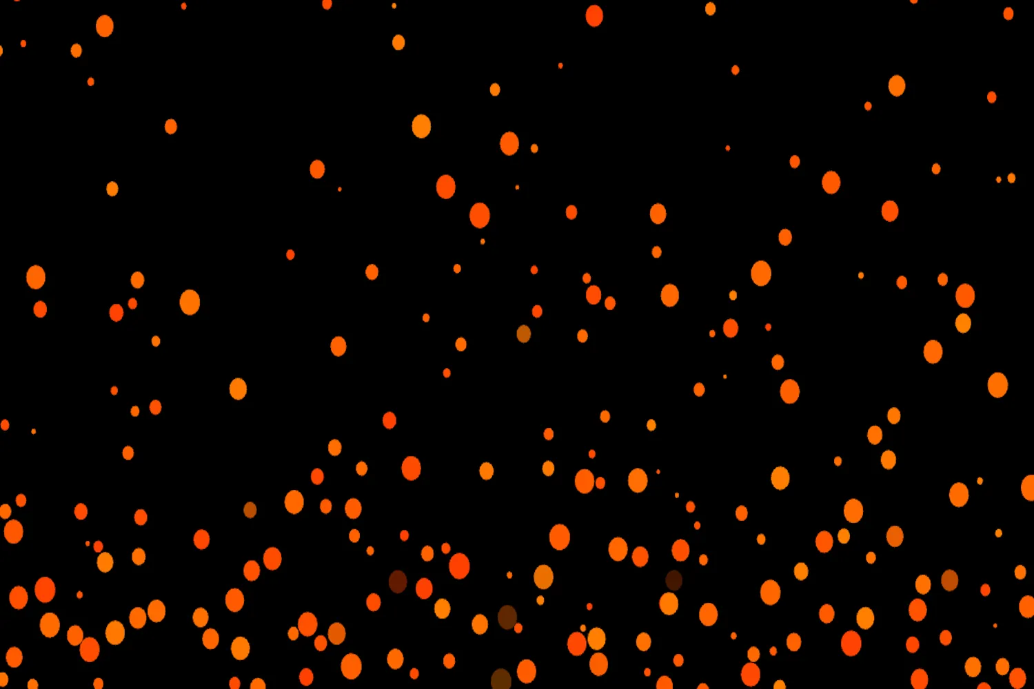 The bouncing particles animation used in this tutorial displays orange circles bouncing around a dark canvas.