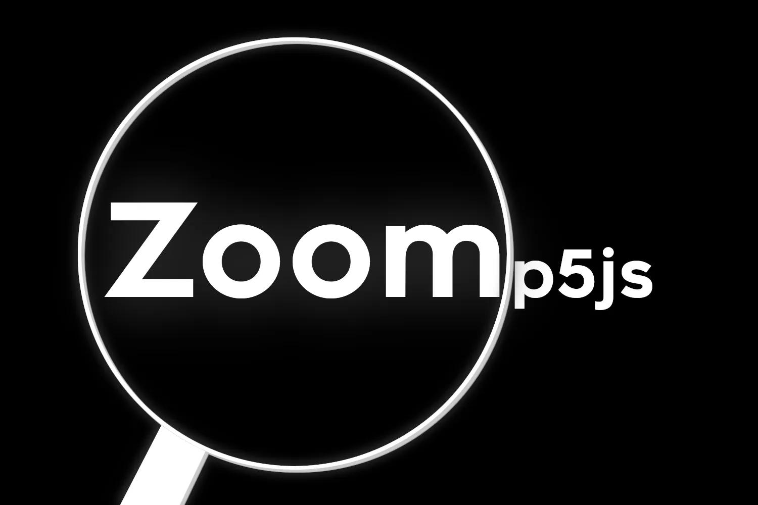 The name of the library "Zoomp5js" with a magnifying glass magnifying the word "Zoom"