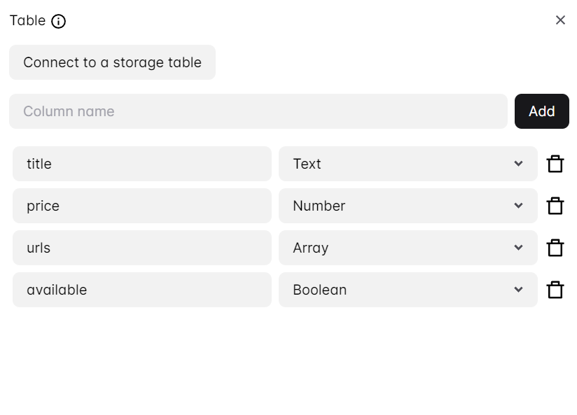 Workflow table